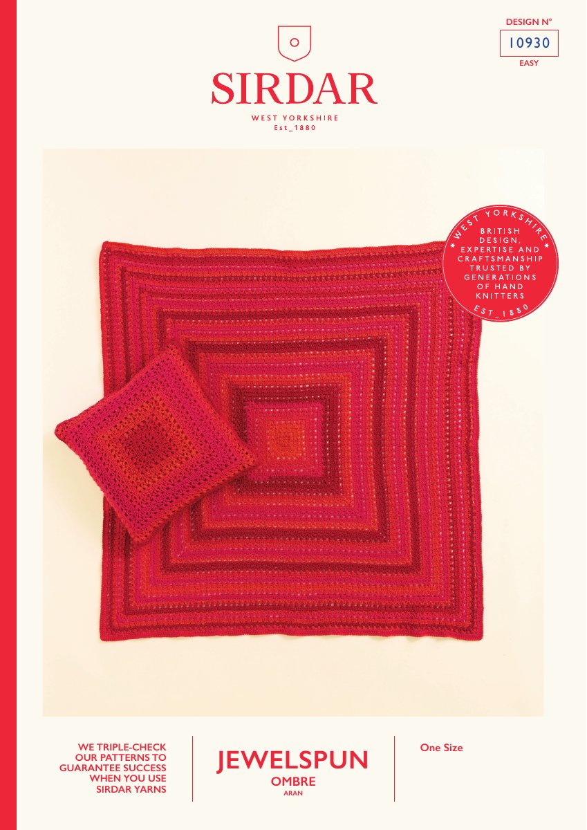Sirdar 10930 Blanket in Jewelspun Ombre Aran pattern cover