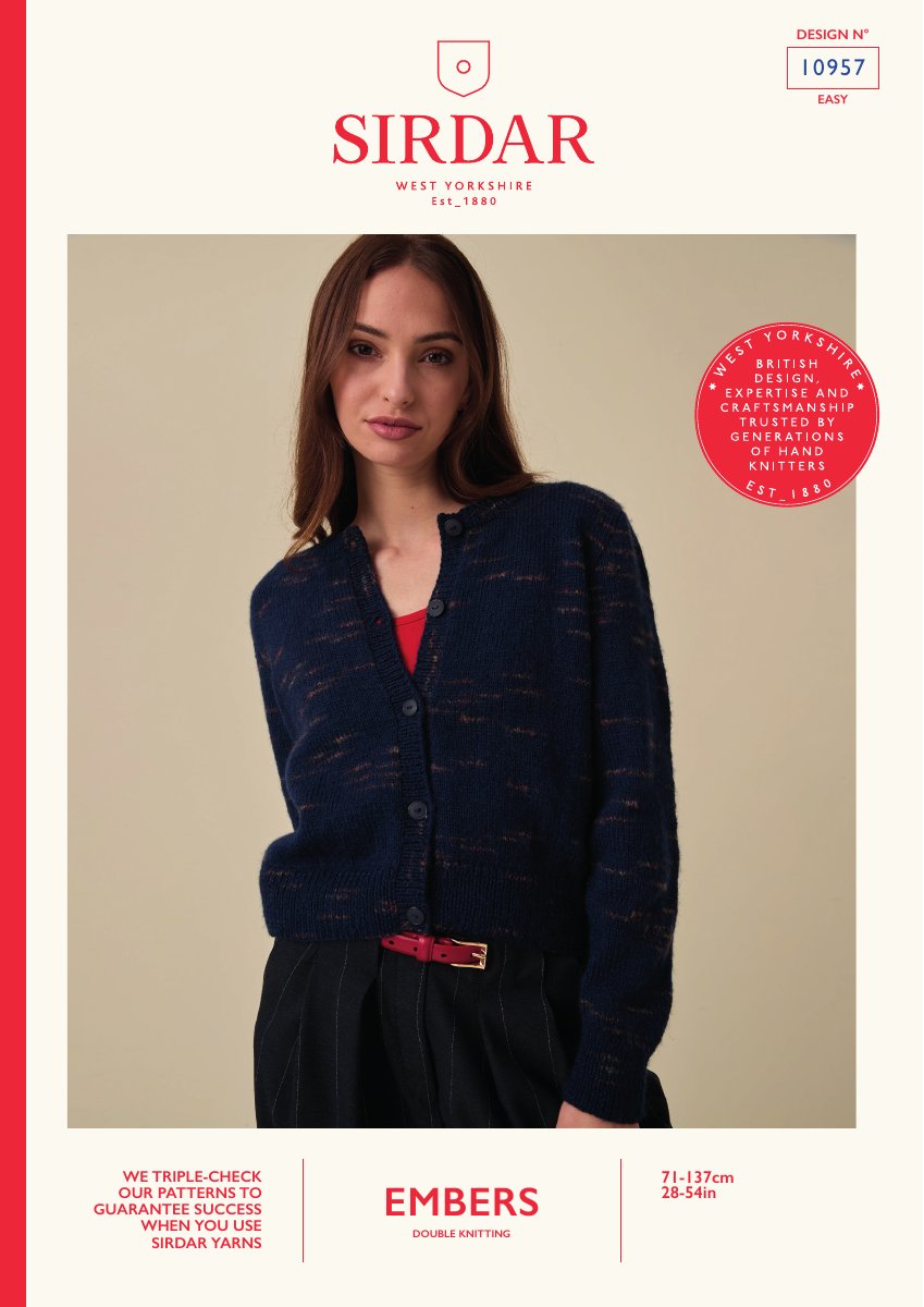 Sirdar 10957 Cardigan in Embers DK pattern cover