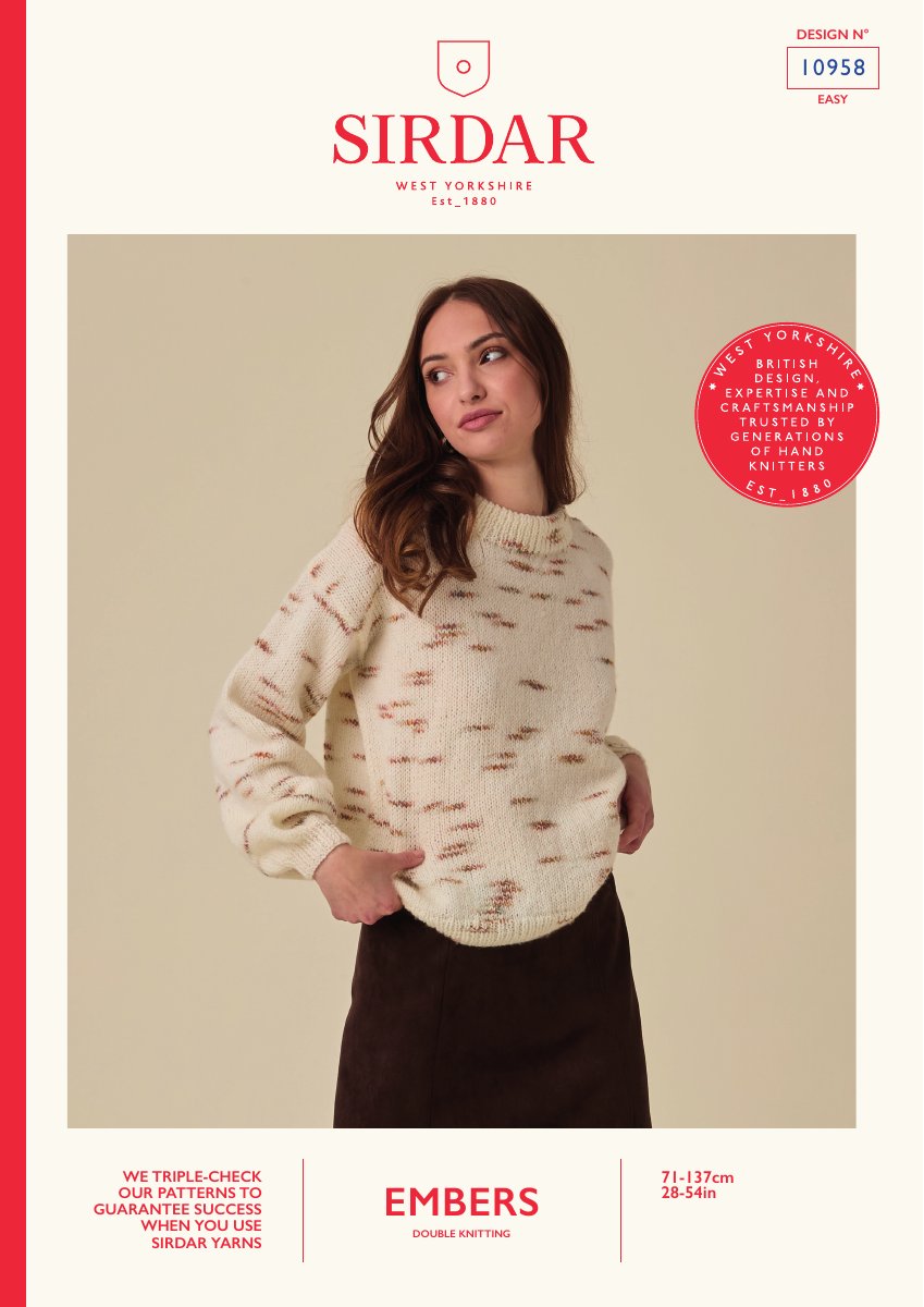 Sirdar 10958 Sweater in Embers DK pattern cover