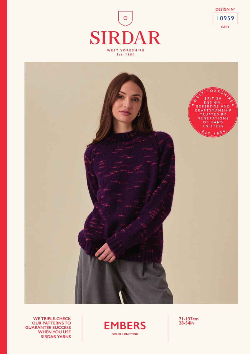Sirdar 10959 Sweater in Embers DK pattern cover