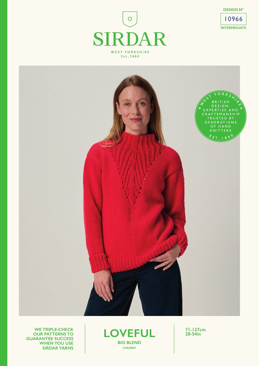 Sirdar 10966 Sweater in Loveful Bio Blend Chunky pattern cover