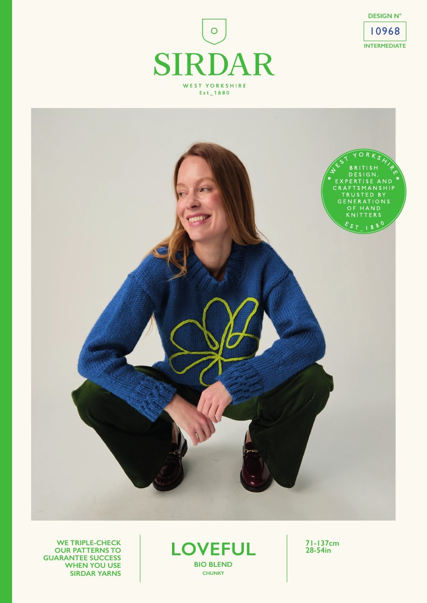 Sirdar 10968 Sweater in Loveful Bio Blend Chunky pattern cover