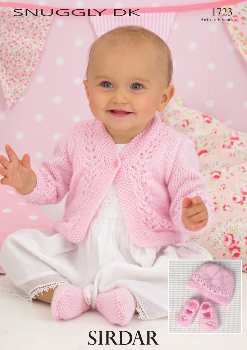 Sirdar 1723 Cardigan, Hat & Shoes in Snuggly DK pattern cover
