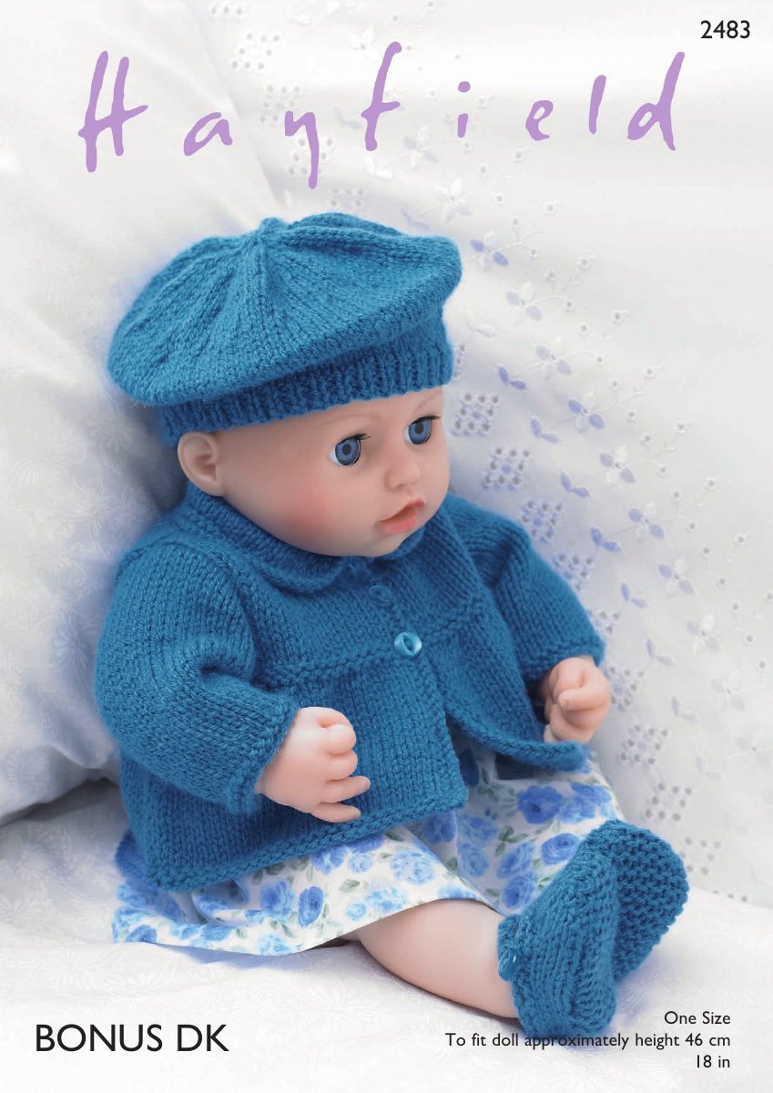 Hayfield 2483 Jacket, Beret, Shoes and Pants in Bonus DK pattern cover