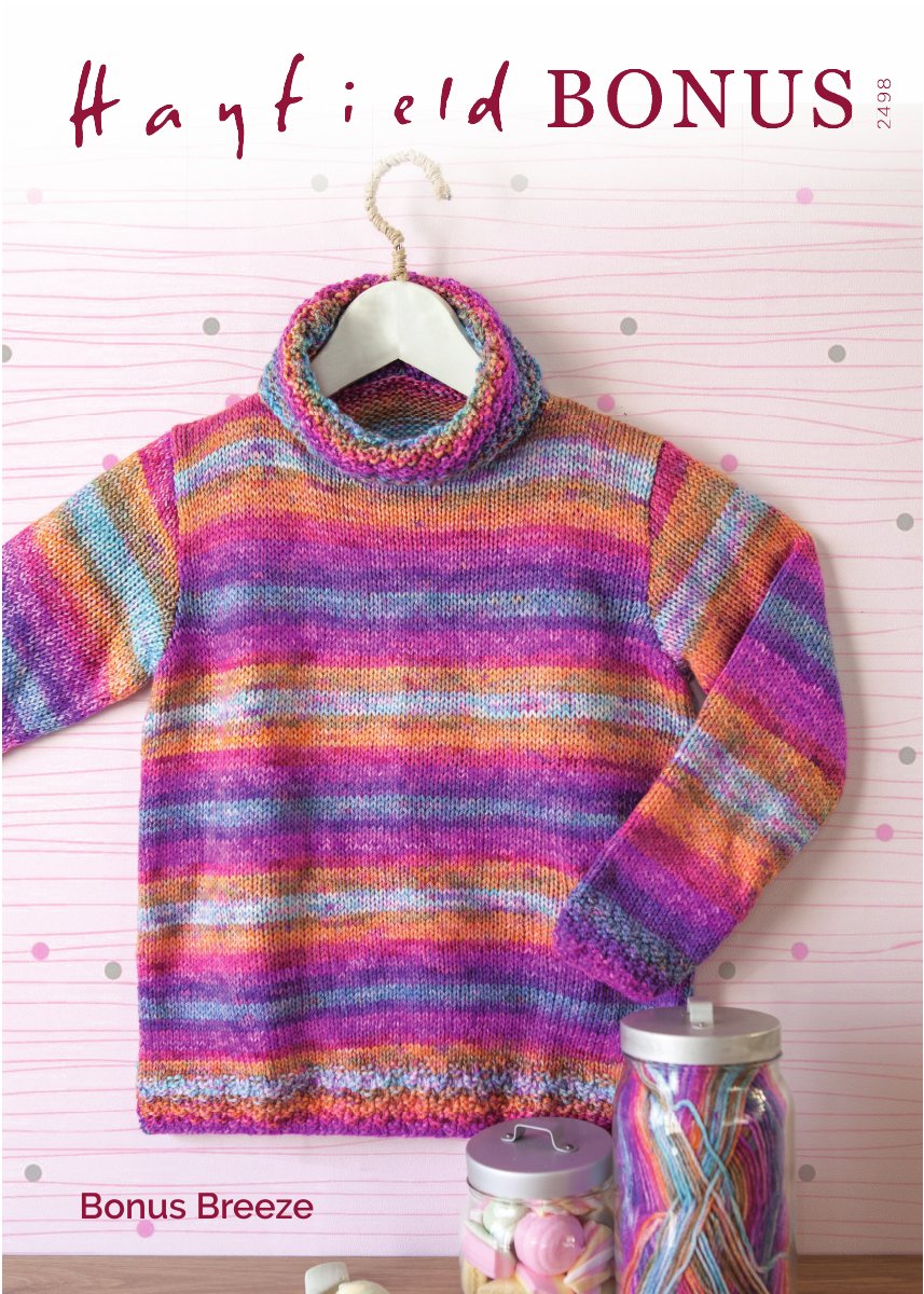 Hayfield 2498 Kid's Cowl-neck Sweater in Bonus DK pattern cover