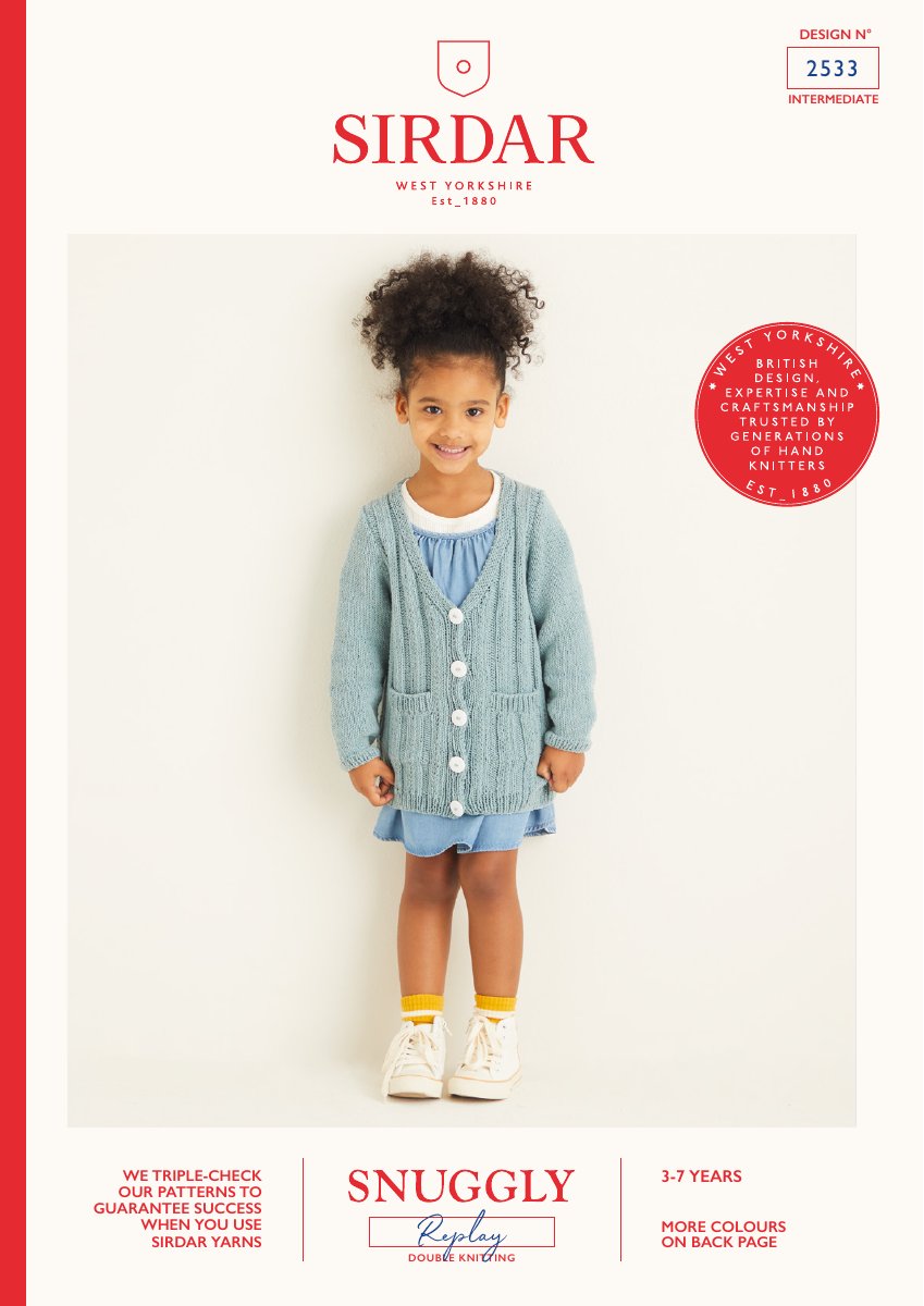 Sirdar 2533 Child's Cardigan in Snuggly Replay DK pattern cover