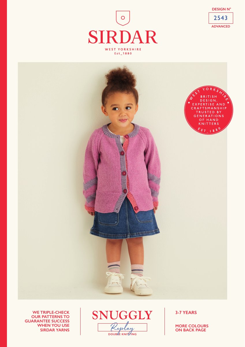 Sirdar 2543 Child's Cardigan in Snuggly Replay DK pattern cover