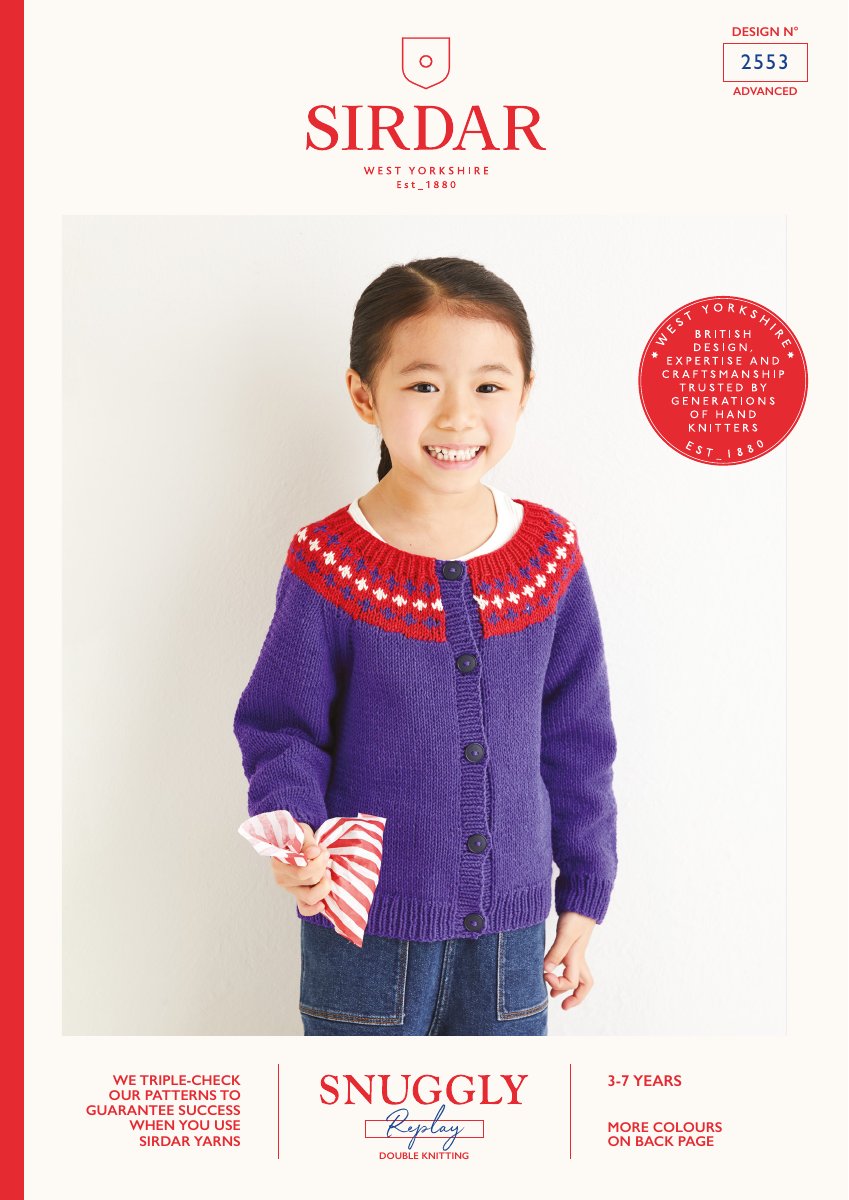 Sirdar 2553 Child's Cardigan in Snuggly Replay DK pattern cover
