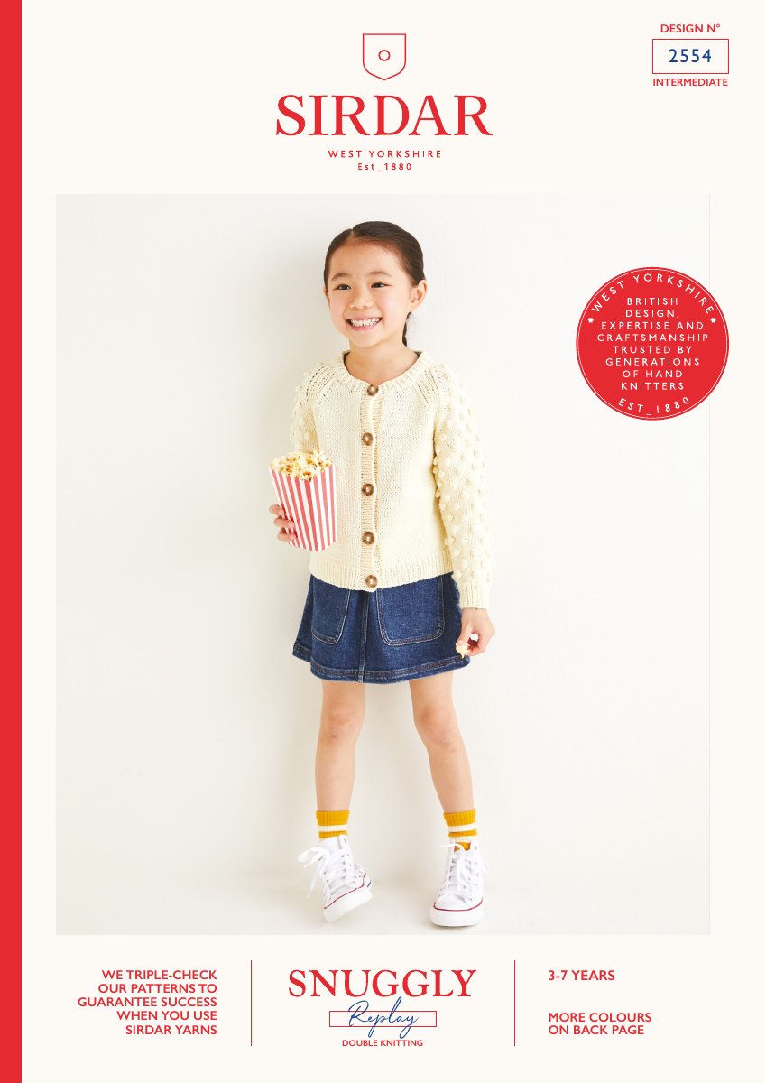 Sirdar 2554 Child's Cardigan in Snuggly Replay DK pattern cover