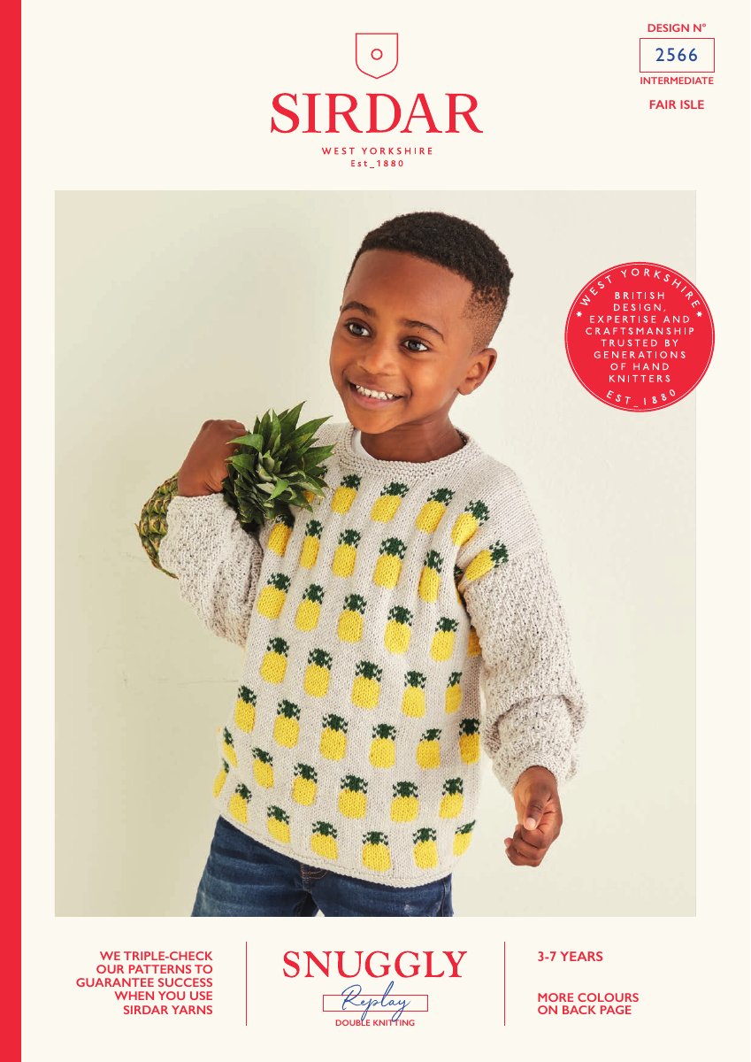 Sirdar 2566 Child's Sweater in Snuggly Replay pattern cover