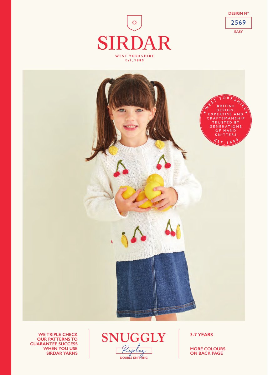 Sirdar 2569 Child's Cardigan in Snuggly Replay DK pattern cover