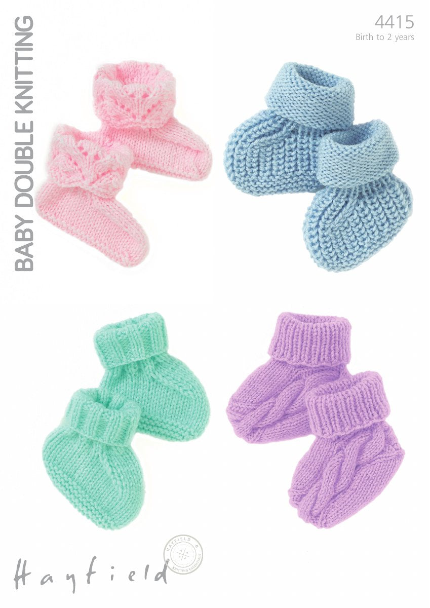 Hayfield 4415 Bootees in Baby DK pattern cover