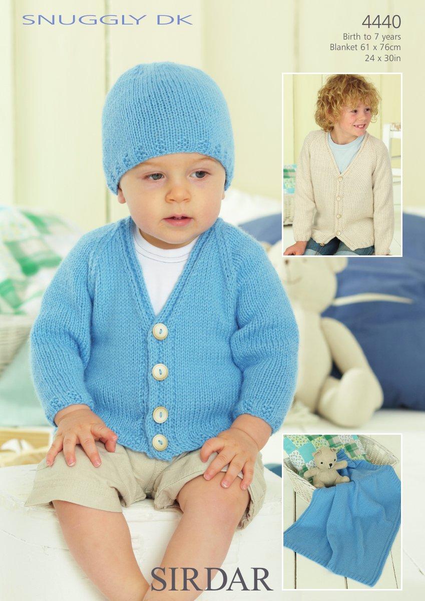 Sirdar 4440 Boy's Cardigan, Hat and Blanket in Snuggly DK pattern cover