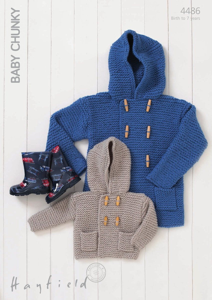 Hayfield 4486 Hooded Boy's Duffle Coat in Baby Chunky pattern cover
