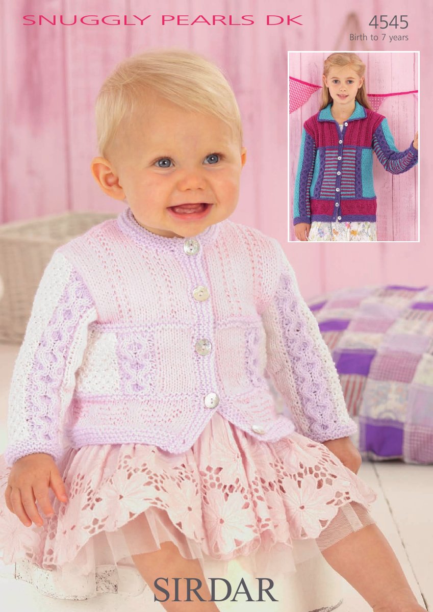Sirdar 4545 Flat Collar and Round Neck Jackets in Snuggly Pearls DK pattern cover