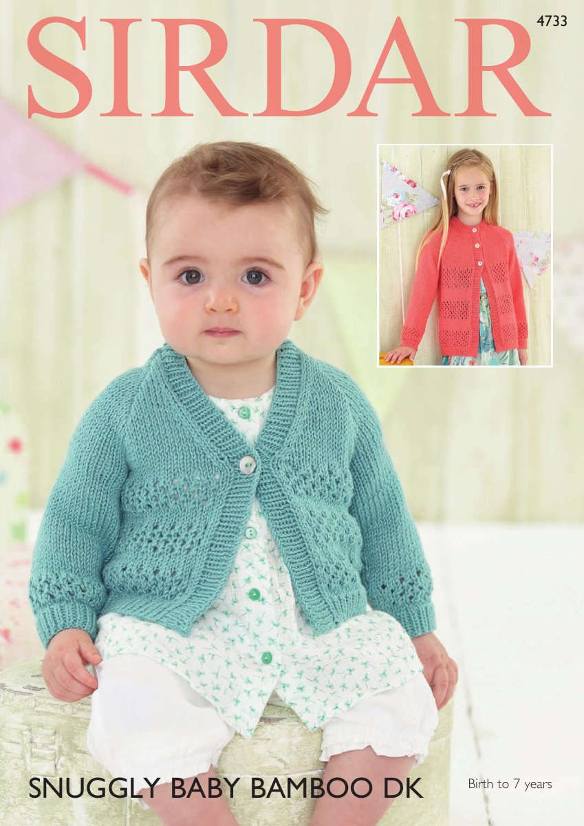 Sirdar 4733 V Neck and Round Neck Cardigans in Snuggly Baby Bamboo DK pattern cover