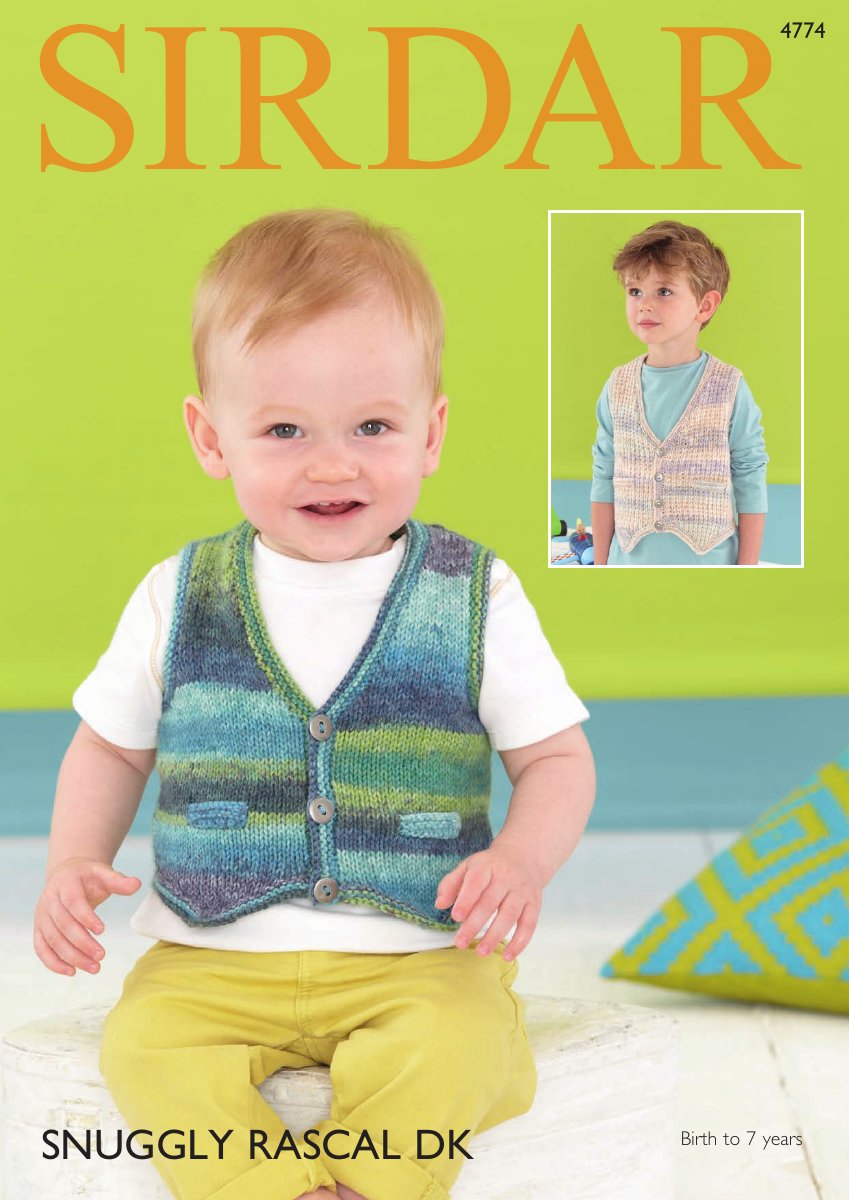 Sirdar 4774 Waistcoats in Snuggly Rascal DK pattern cover