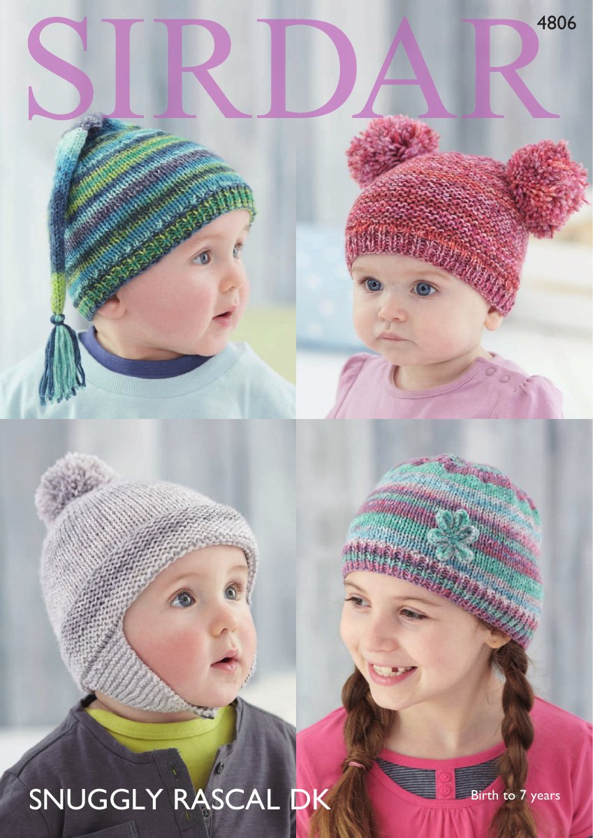 Sirdar 4806 Hats in Snuggly Rascal DK pattern cover