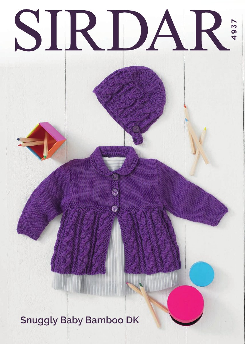 Sirdar 4937 Cardigan & Bonnet in Snuggly Baby Bamboo DK pattern cover