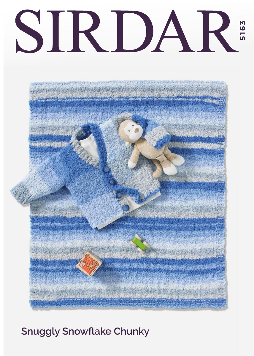 Sirdar 5163 Baby Boy's Cardigan and Blanket in Snuggly Snowflake Chunky pattern cover