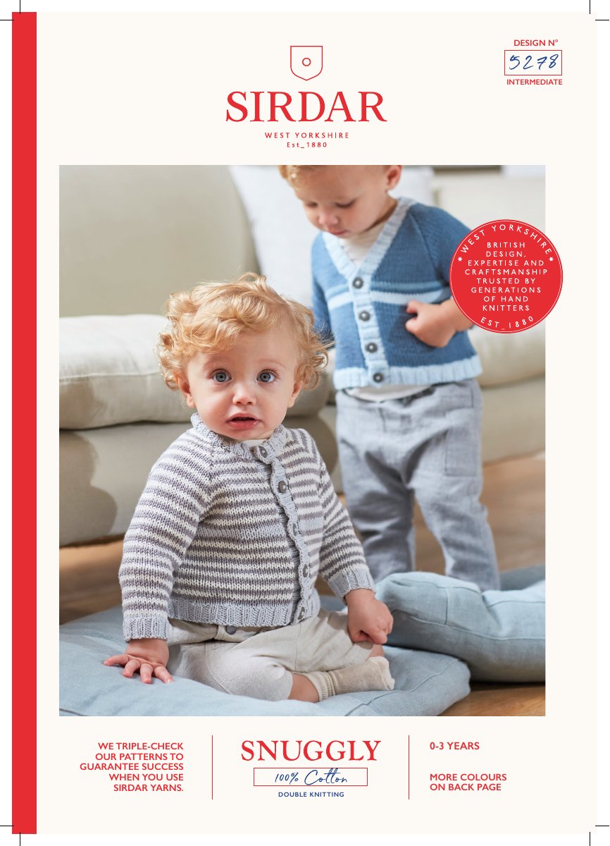 Sirdar 5278 Baby's & Child's Cardigan in Snuggly 100% Cotton DK pattern cover