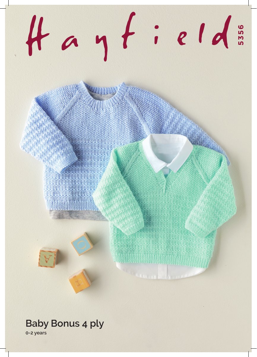 Sirdar 5356 Round & V Neck Sweaters in Baby Bonus 4 Ply pattern cover