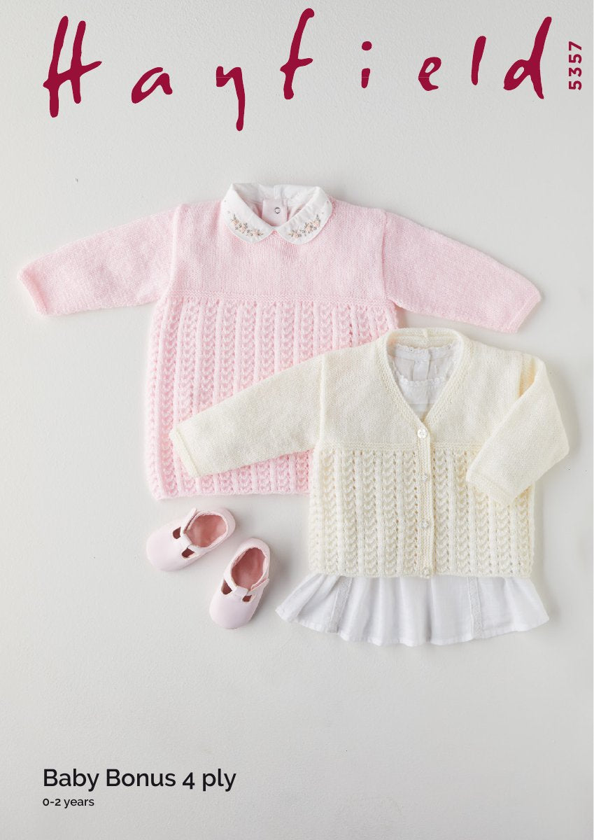 Sirdar 5357 Dress and Cardigan in Baby Bonus 4 Ply pattern cover