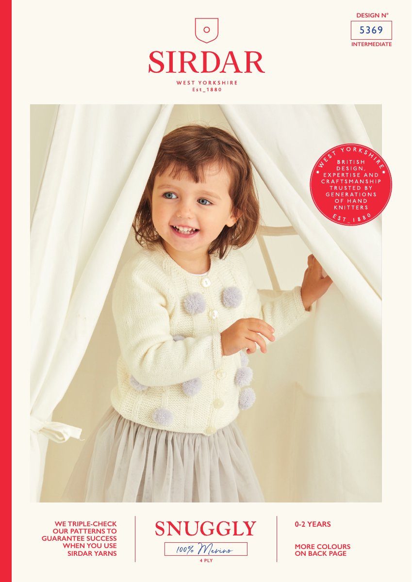 Sirdar 5369 Baby's & Child's Cardigan in Snuggly 100% Merino 4 Ply pattern cover