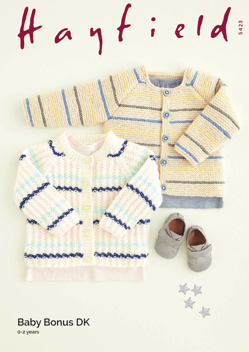 Hayfield 5423 Cardigans in Baby Bonus DK pattern cover