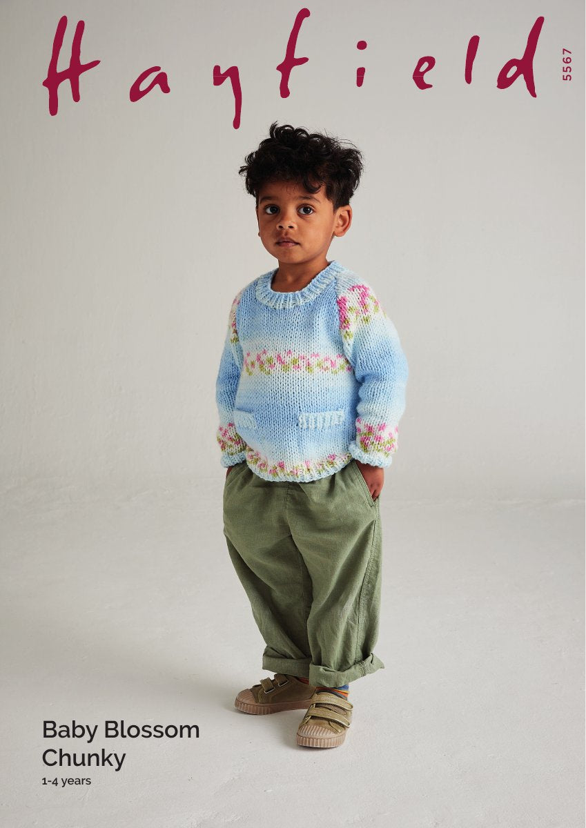 Hayfield 5567 Sweater in Baby Blossom Chunky pattern cover