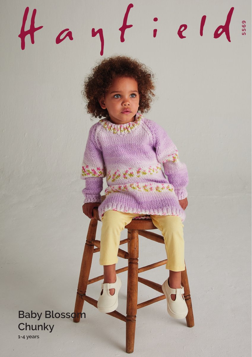 Hayfield 5569 Sweater Dress in Baby Blossom Chunky pattern cover