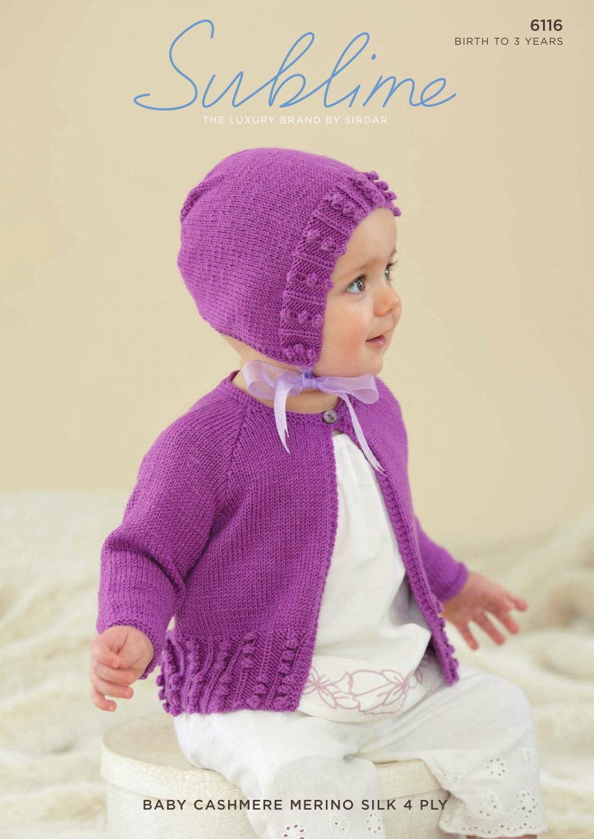 Sublime 6116 Baby's & Child's Cardigan in Baby Cashmere Merino Silk 4 Ply pattern cover