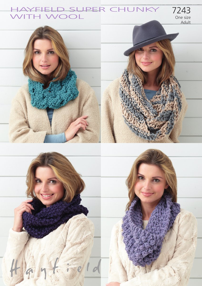 Hayfield 7243 Snoods in Super Chunky with Wool pattern cover