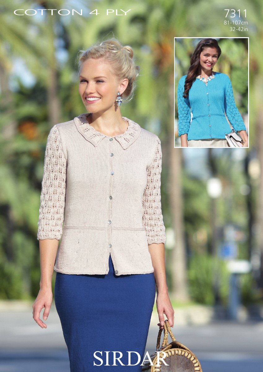 Sirdar 7311 Cardigan in Cotton 4 Ply pattern cover