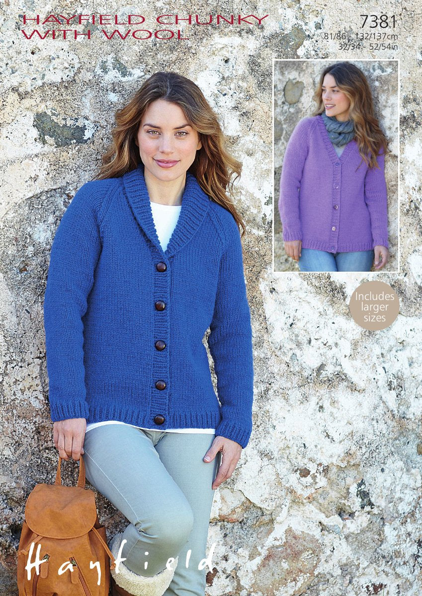 Hayfield 7381 Cardigans in Chunky with Wool pattern cover