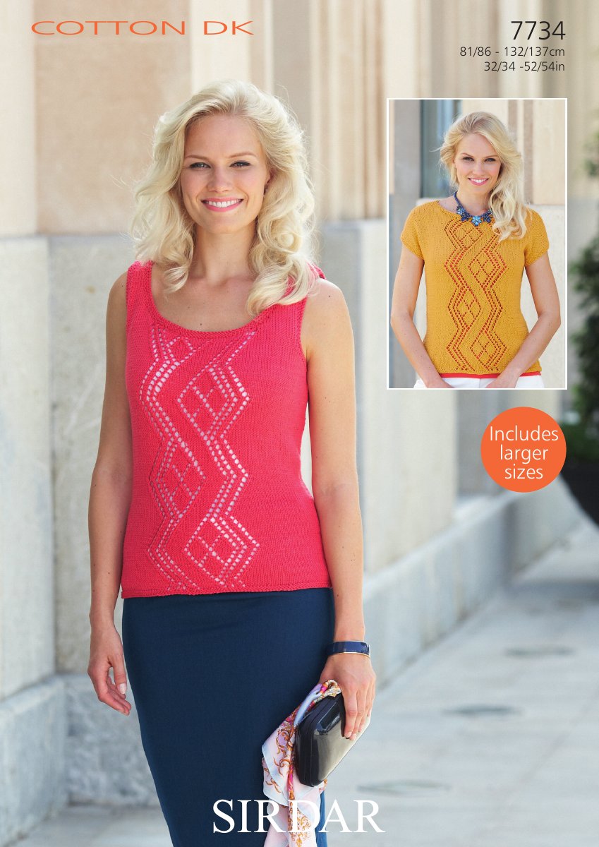 Sirdar 7734 Top and Vest Top in Cotton DK pattern cover
