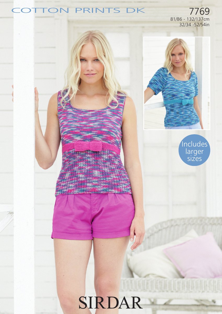 Sirdar 7769 Tops in Cotton Prints DK pattern cover