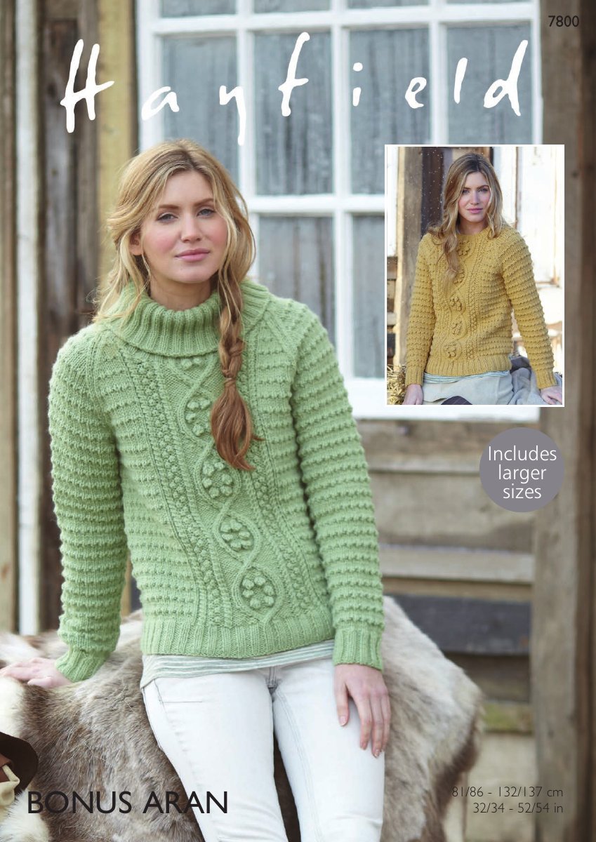 Hayfield 7800 Sweaters in Bonus with Wool Aran pattern cover