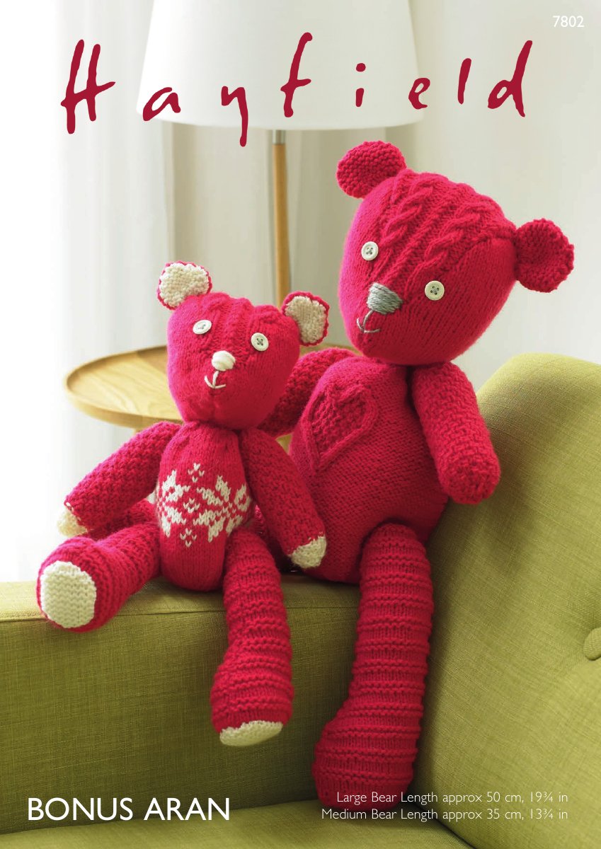 Hayfield 7802 Patchwork Bears in Bonus with Wool Aran pattern cover
