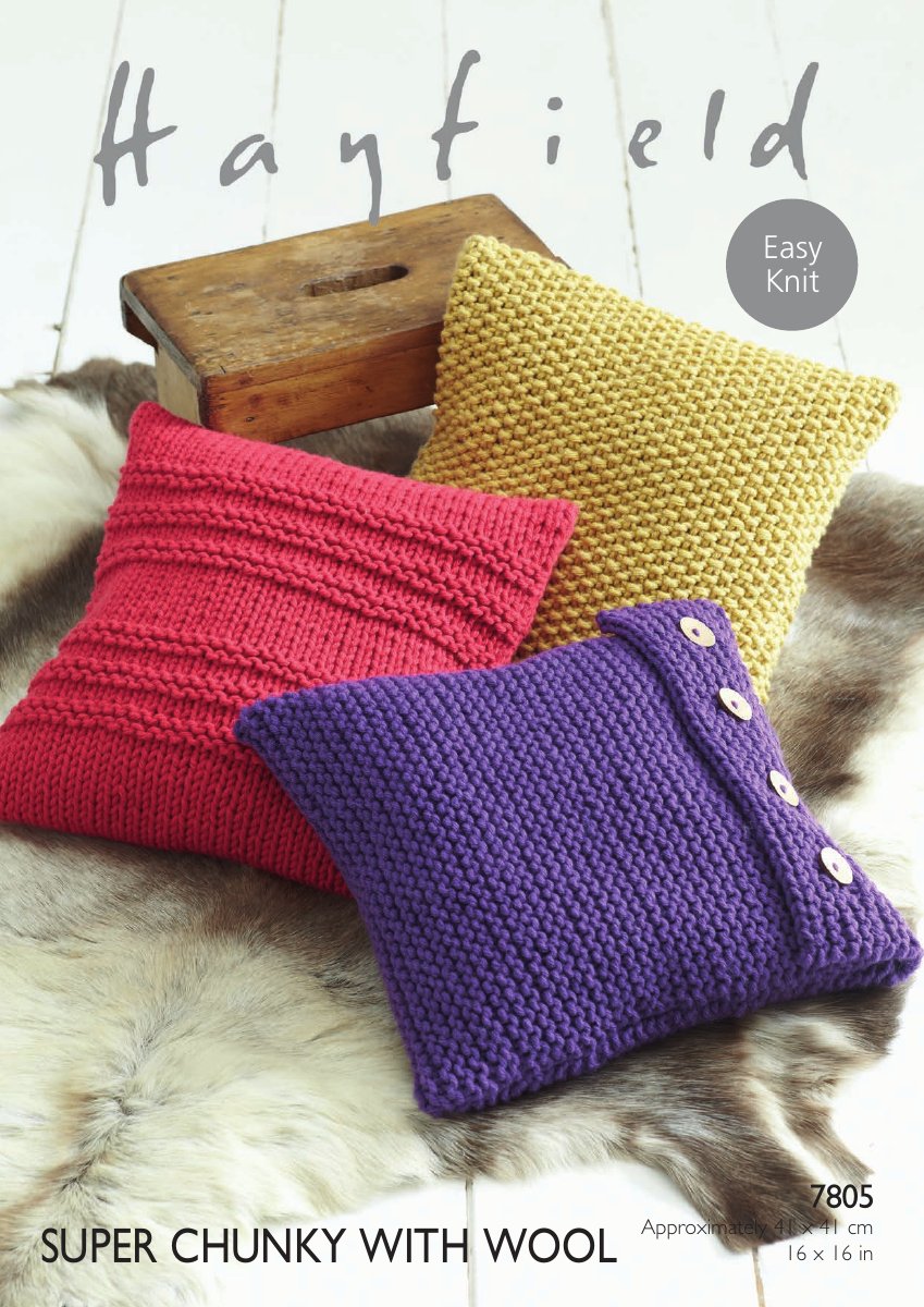 Hayfield 7805 Cushion Covers in Super Chunky with Wool pattern cover