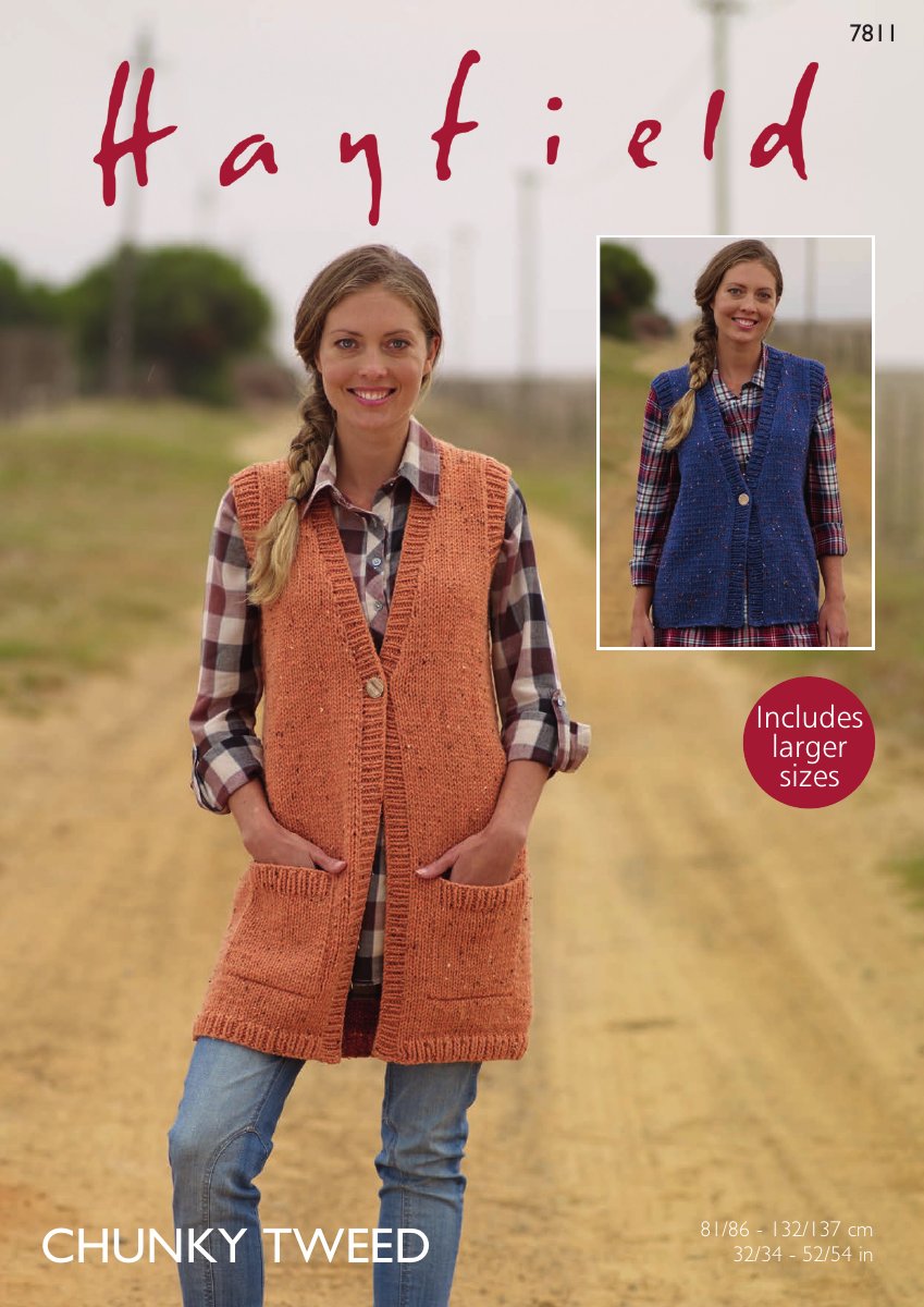 Hayfield 7811 Waistcoats in Chunky Tweed pattern cover
