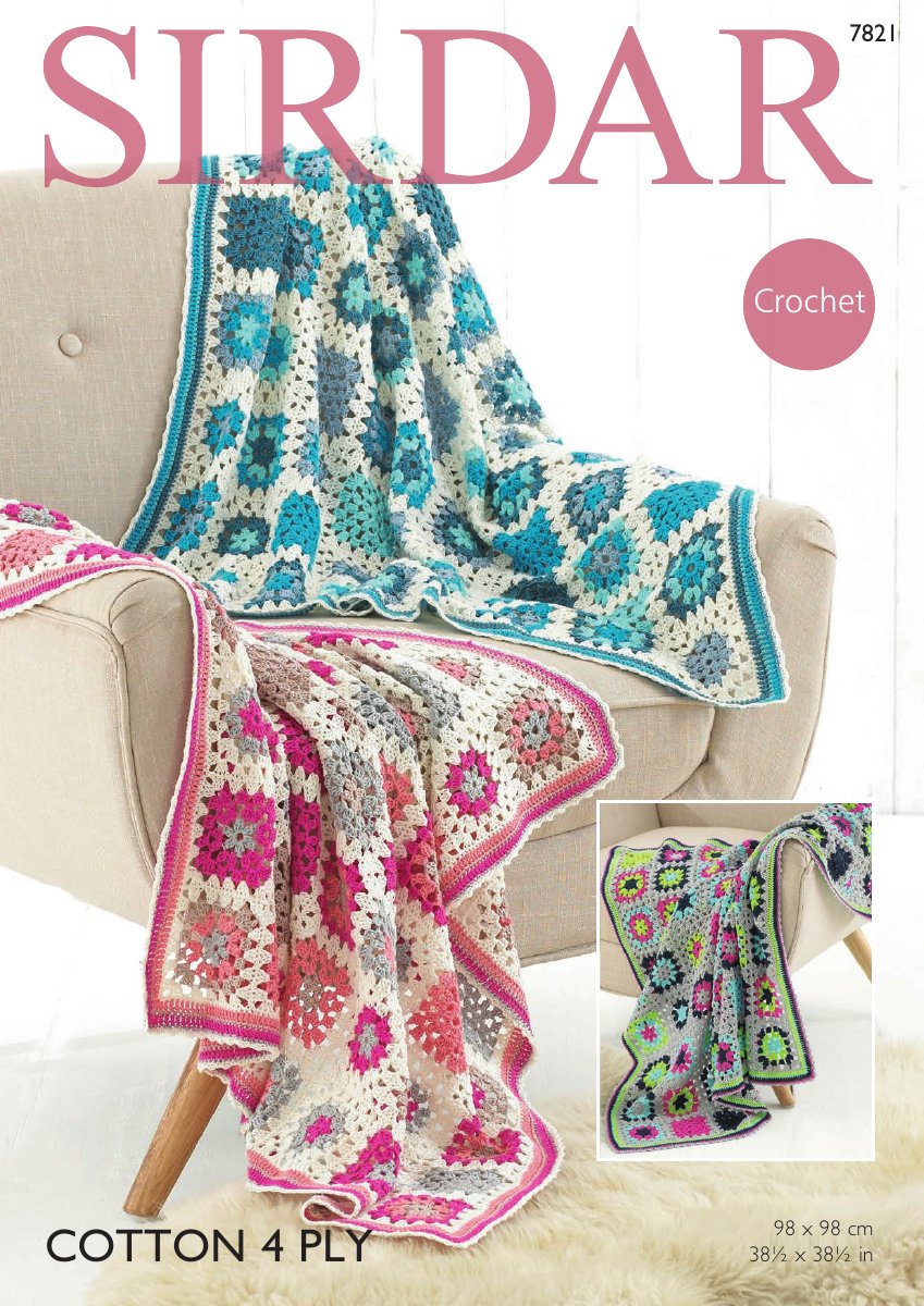 Sirdar 7821 Blankets in Cotton 4 Ply pattern cover