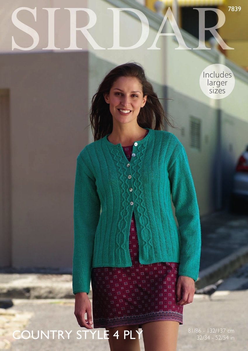 Sirdar 7839 Cardigan in Country Style 4 Ply pattern cover