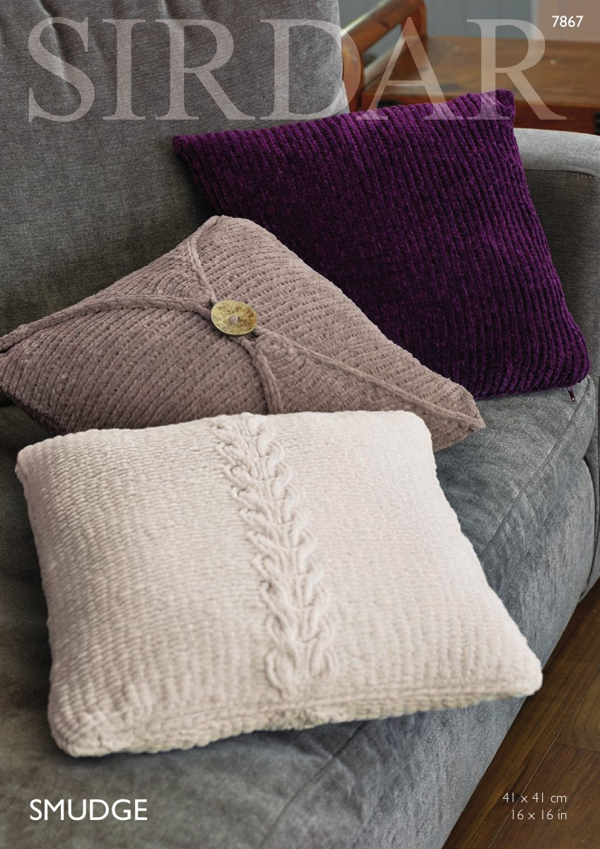 Sirdar 7867 Cushion Covers in Smudge pattern cover