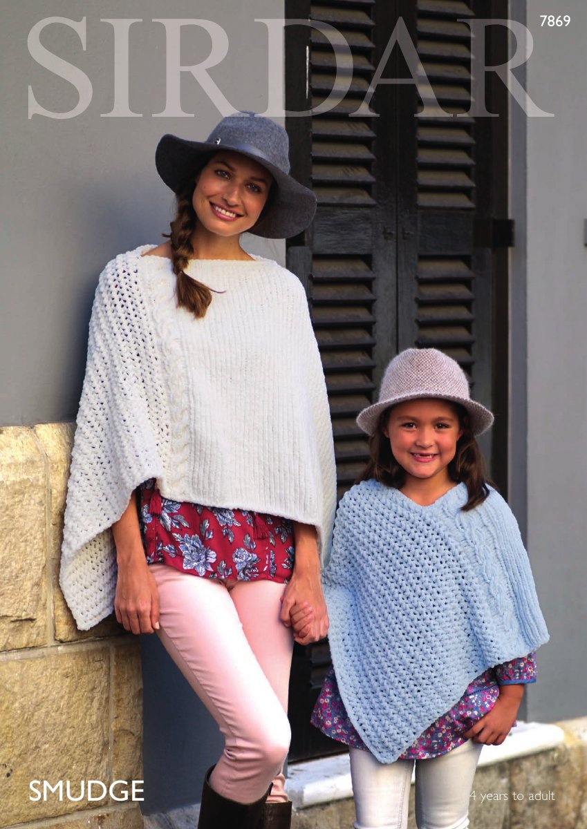 Sirdar 7869 Ponchos in Smudge pattern cover