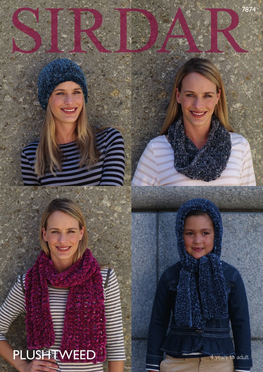 Sirdar 7874 Accessories in Plushtweed pattern cover