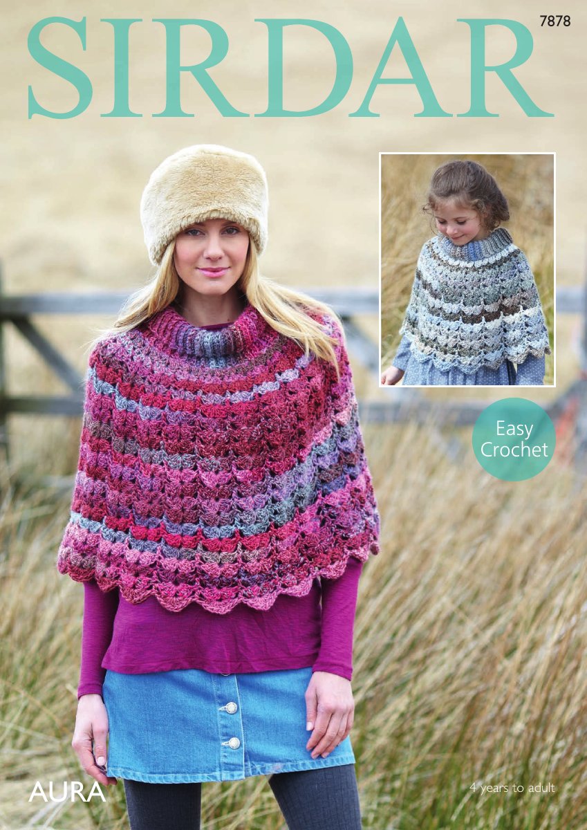 Sirdar 7878 Crochet Ponchos in Aura pattern cover