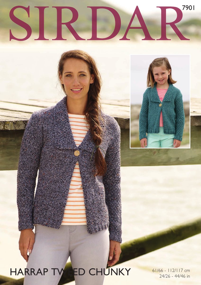 Sirdar 7901 Woman's and Girl's Jacket in Harrap Chunky Tweed pattern cover