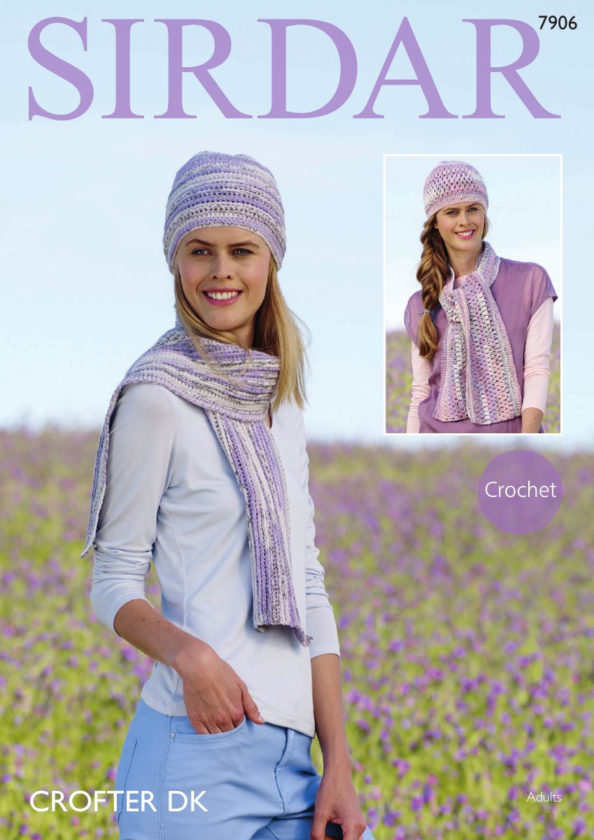 Sirdar 7906 Hats & Scarves in Crofter DK pattern cover