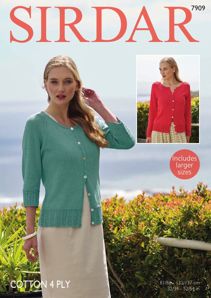 Sirdar 7909 Cardigan in Cotton 4 Ply pattern cover